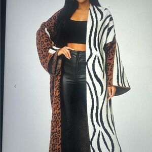 Leopard and Zebra Print Long Cardigan
